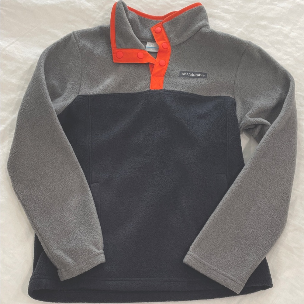 Boys’ Columbia Two-Tone Fleece Pullover with Orange Trim